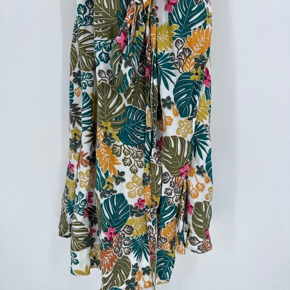 LOFT Beach Wrap Dress Women Plus 26 Linen Blend Tropical Midi Summer Vacation - Picture 6 of 10